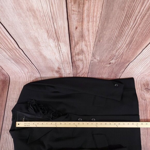 Escada Womens Size 36 Black Floral Two Button Notch Lapel Wool Blazer Jacket - Picture 16 of 16